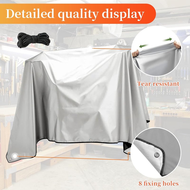 DSWCKNVK Jumbo Machine Cover Breathable Tool Covers,Machine Cover to Prevent Equipment Rust,Water Proof Dust-Proof Tear Resistant Silver (72*112,Black) - Image 4